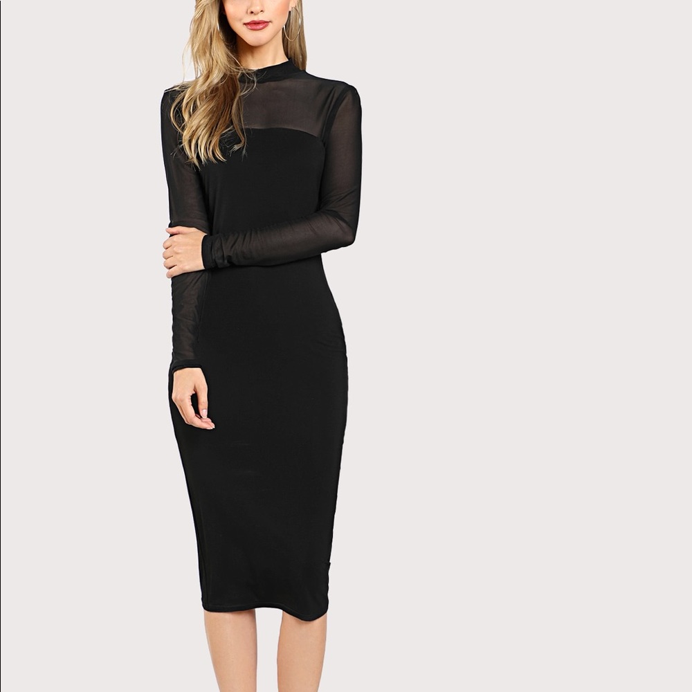 🆕🥂Form fitting dress w/mesh panel - Picture 3 of 8